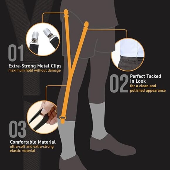 HOLD'EM Shirt Stay for Men Police Military Non Slip Clips - Black Y-style - Picture 3 of 7